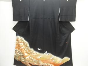 作家物　郡鶴に松梅模様留袖（比翼付き）